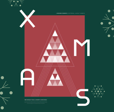 三角形圣诞树圣诞节海报设计模板 (psd)