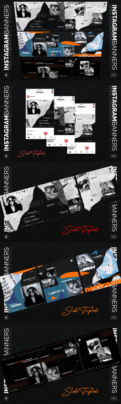 时尚高端Instagram社交媒体banner海报设计模板集合