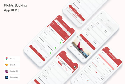 航班预订 App UI Kit (FIG,PSD,SKETCH,XD)