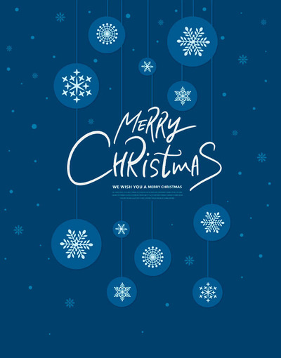 雪花装饰球圣诞海报设计模板 (psd)