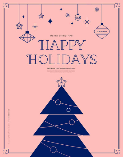 快乐假期圣诞树海报设计模板 (psd)