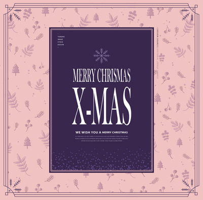 冬季元素圣诞节主题海报设计模板 (psd)