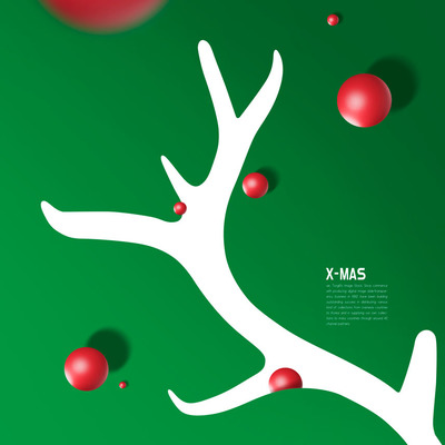 圣诞麋鹿角图形海报设计模板 (psd)