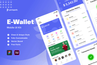 电子钱包App UI Kit (FIG,XD)