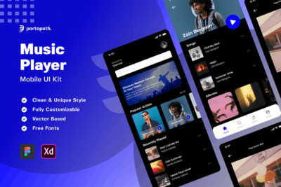 音乐流媒体- APP UI KITS (FIG,XD)