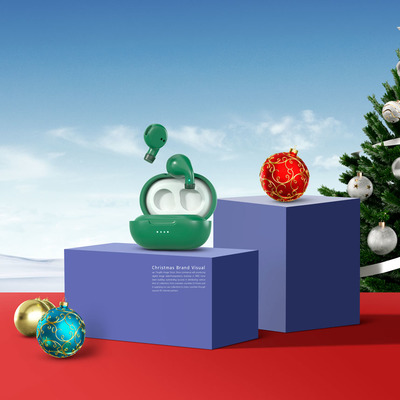 圣诞节蓝牙耳机品牌推广海报设计模板 (psd)