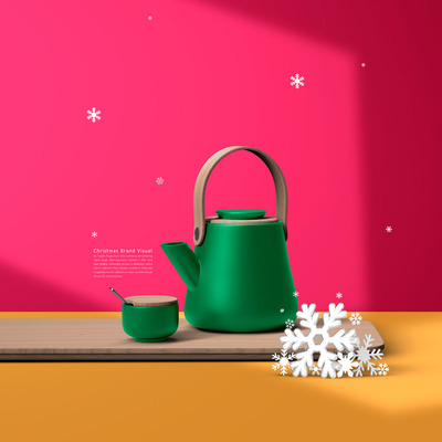 圣诞节日茶具品牌推广海报设计模板 (psd)