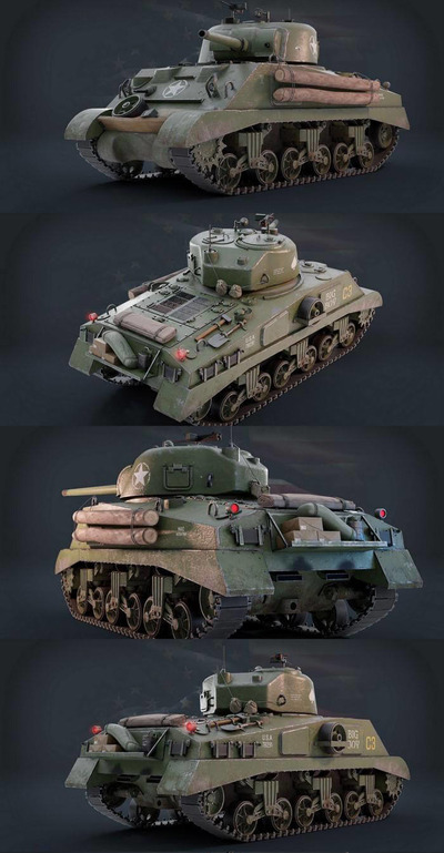 Sherman M4A2坦克3D模型（OBJ,FBX,MAX）
