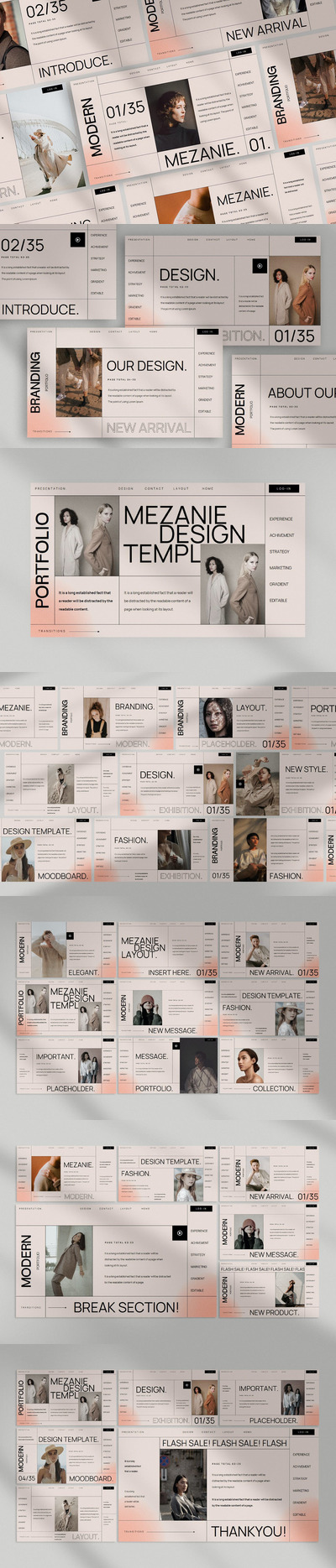 Mezanie - 高端杂志风演示模板(PPTX,PPT)