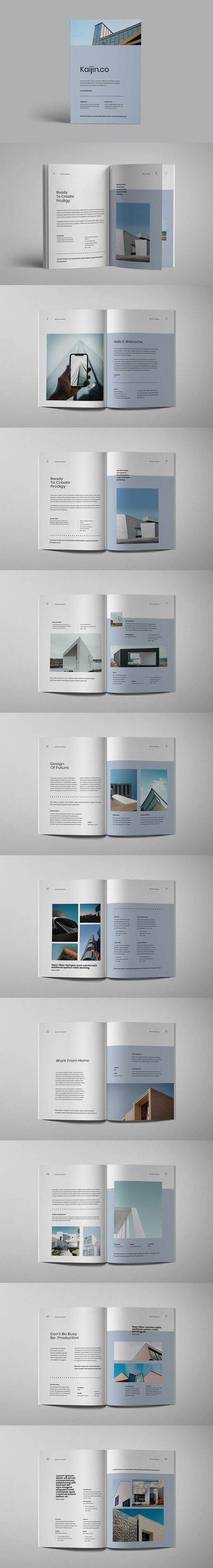 高品质的时尚高端简约清新房地产品牌手册画册宣传册杂志设计模板