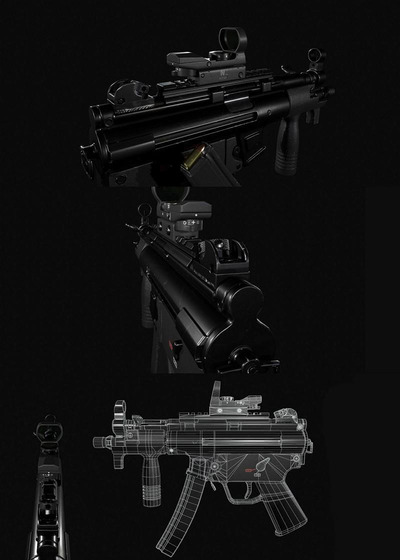 Hk Mp5k冲锋枪3D模型（OBJ,FBX,MAX）