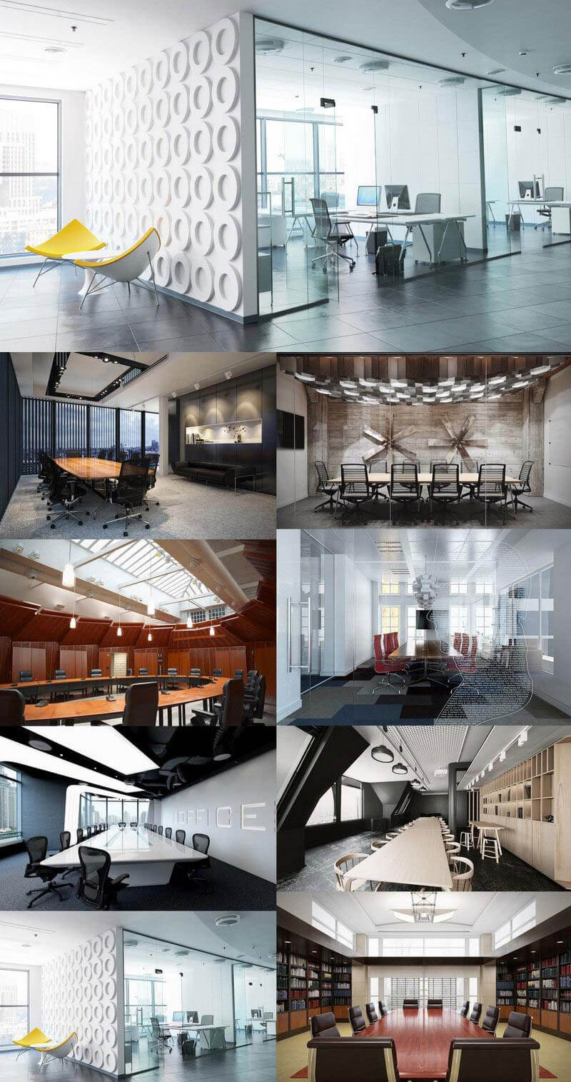 室内会议室办公室3D场景模型下载（MAX）