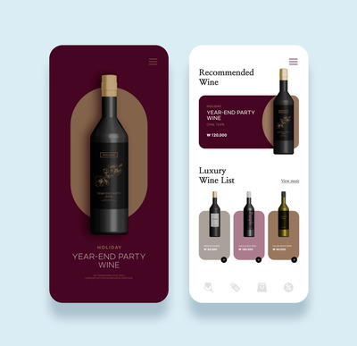 酒类App应用页面设计模板 (psd)