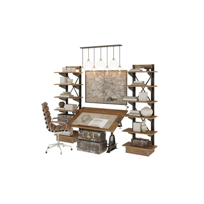 斜面工作台和四周的装饰组合3D模型（OBJ,FBX,MAX）