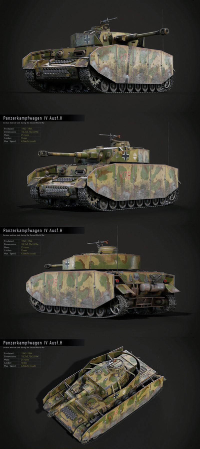 Panzerkampfwagen IV四号坦克3D模型（OBJ,FBX,MAX）
