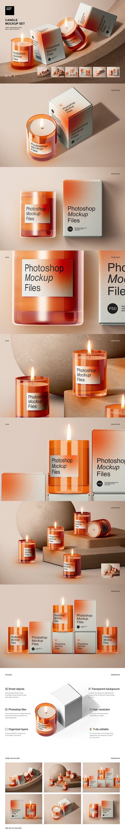 蜡烛外观品牌包装设计样机模板 (psd)