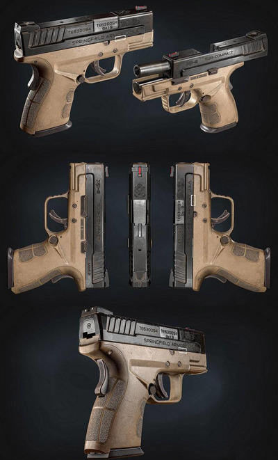 Springfield Armory XD Mod 02手枪3D模型（OBJ,FBX,MAX）