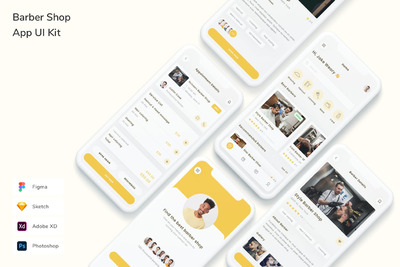 理发店 App UI Kit (FIG,PSD,SKETCH,XD)