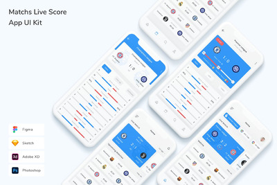 比赛现场比分 App UI Kit (FIG,PSD,SKETCH,XD)