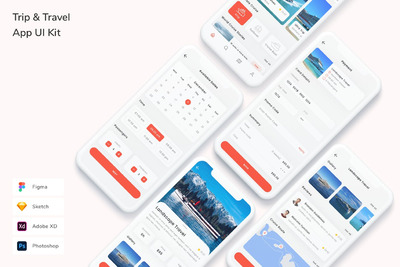 旅游行程 App UI Kit (FIG,PSD,SKETCH,XD)