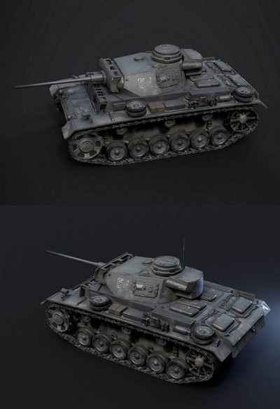Panzer 3德国坦克3D模型（OBJ,FBX,MAX）