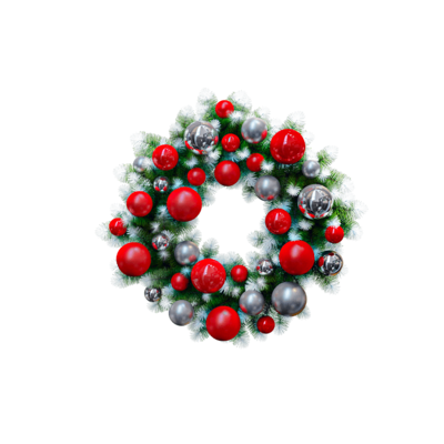 带红色和银色球的圣诞花环3D模型（OBJ,FBX,MAX）