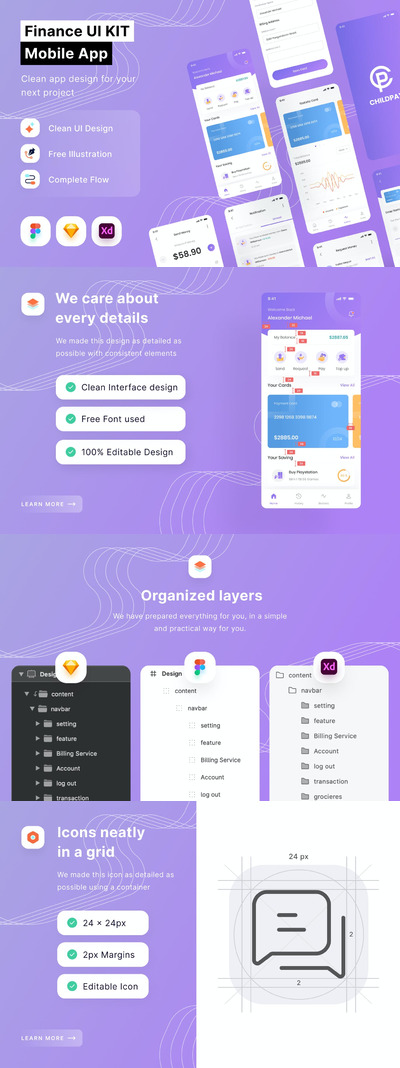 金融App Ui Kit (FIG,SKETCH,XD)