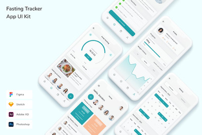 禁食跟踪 App UI Kit (FIG,PSD,SKETCH,XD)