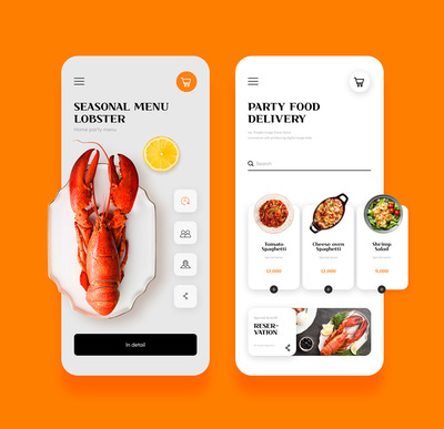 食品App应用购物车页面设计模板 (psd)