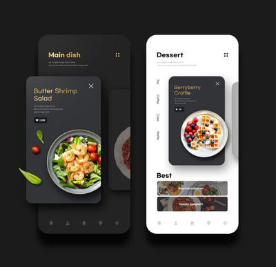 美食App应用菜单页面设计模板 (psd)