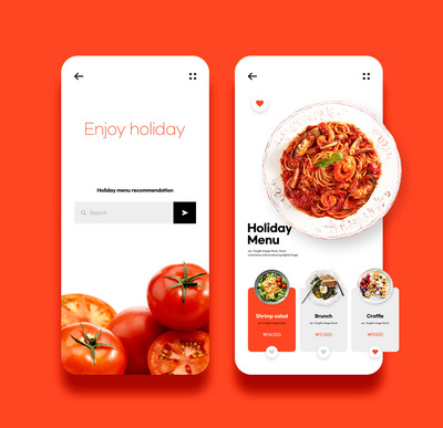 食品App应用菜单页面设计模板 (psd)