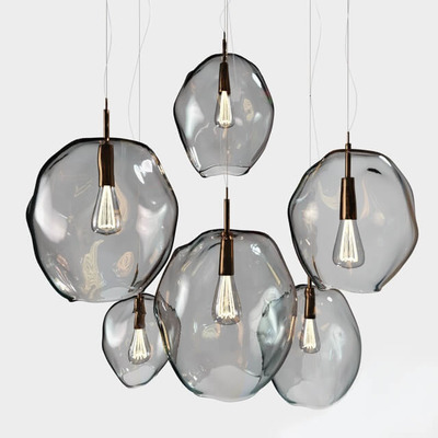 不规则形状玻璃灯罩组合吊灯3D模型（OBJ,FBX,MAX）