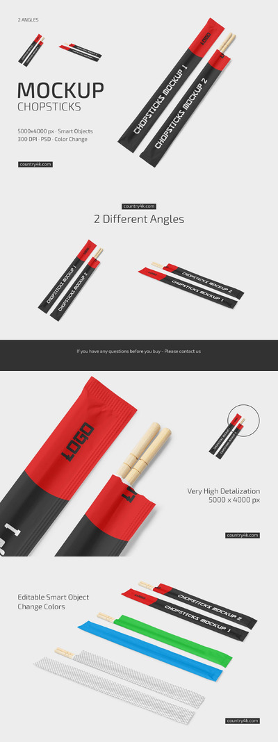 一次性筷子包装设计样机套装 (psd)