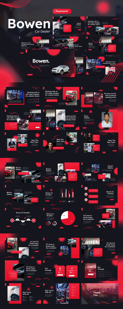 高品质的汽车经销商租车powerpoint幻灯片演示模板（pptx）