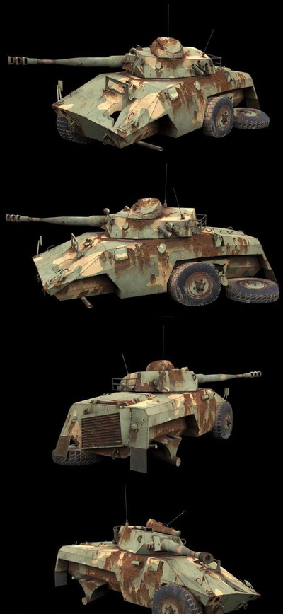 破损的EE-9 Cascavel坦克3D模型（OBJ,FBX,MAX）