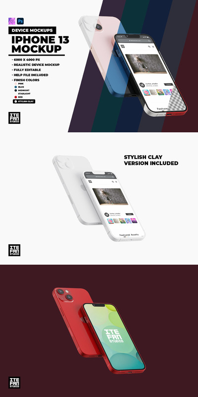 iPhone 13 创意手机样机下载 (PSD)