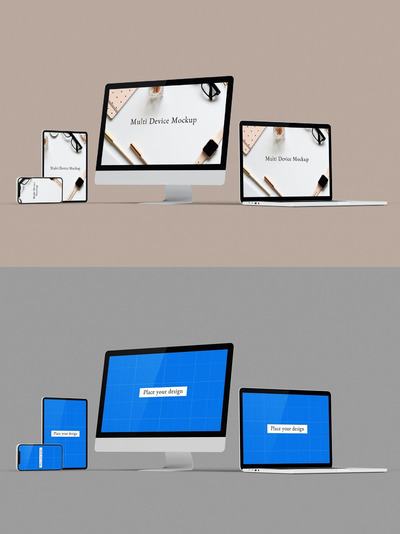 多设备模型响应式网站样机 (PSD)