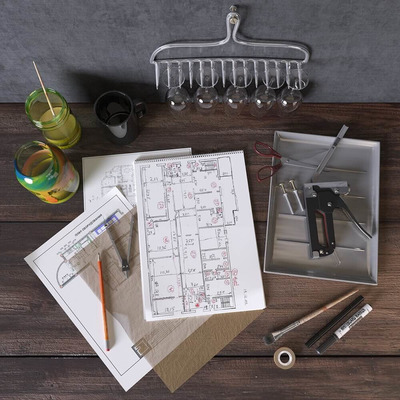 带有图纸文具和工具的工作台面3D模型（OBJ,FBX,MAX）