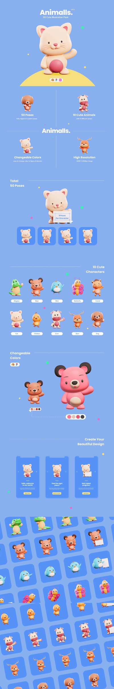 Blender卡通3D动物合集模型下载（Blend ）