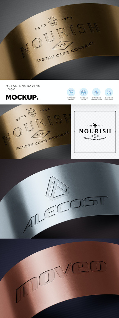 雕刻钢标志logo样机 (PSD)