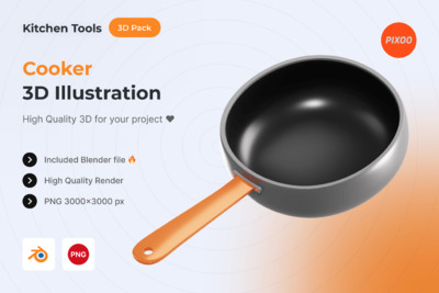 炊具3D厨房插图 (PNG)