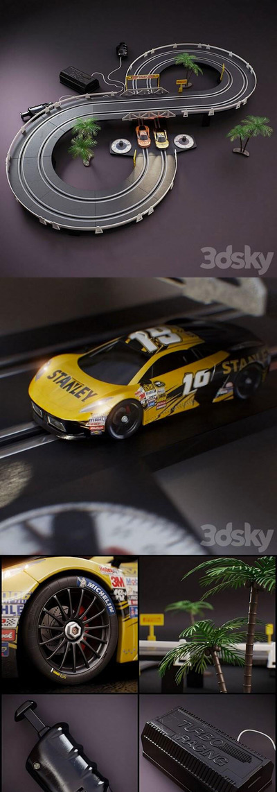 轨道四驱车跑车玩具3D模型下载 (FBX,OBJ,MAX)