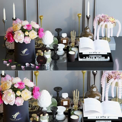 花束烛台香氛书籍等装饰组合3D模型（OBJ,FBX,MAX）