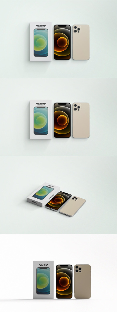 iPhone 12 with Box 手机+包装样机 (PSD,PDF)