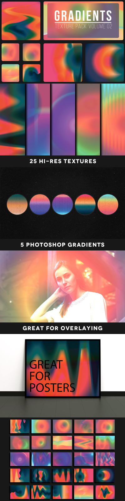 25个时尚高端复古绚丽渐变背景底纹纹理集合