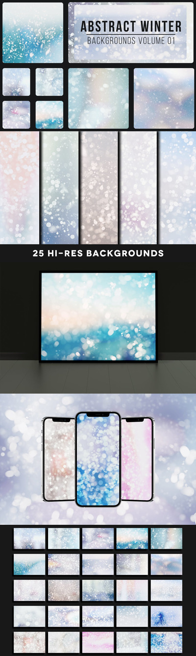 抽象的冬天冬季下雪雪花背景底纹纹理集合