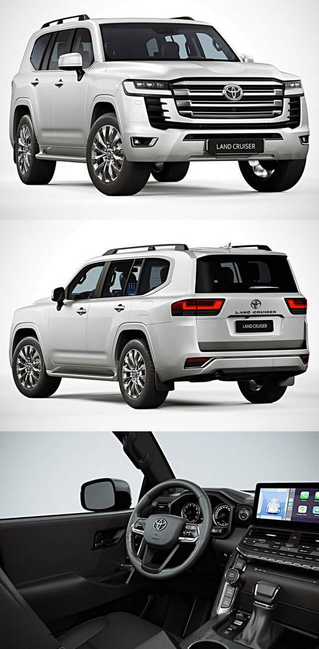 带内饰的丰田兰德酷路泽 Land Cruiser 300 2022 3D越野车汽车模型下载（OBJ,MAX）