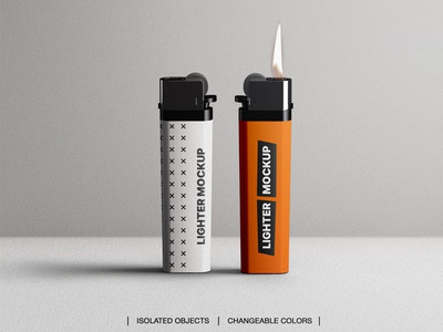 塑料气体打火机包装Logo设计样机[psd]