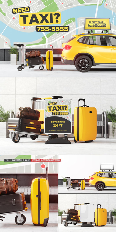的士广告板产品模型(PSD)