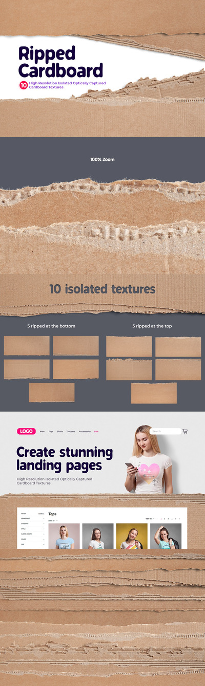 高品质的高清撕开的纸板纸张背景底纹纹理集合